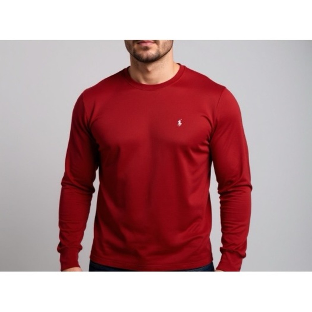 Polo Ralph Lauren Men's Red Waffle Knit Long Sleeve Crew Neck‎ T-Shirt XL